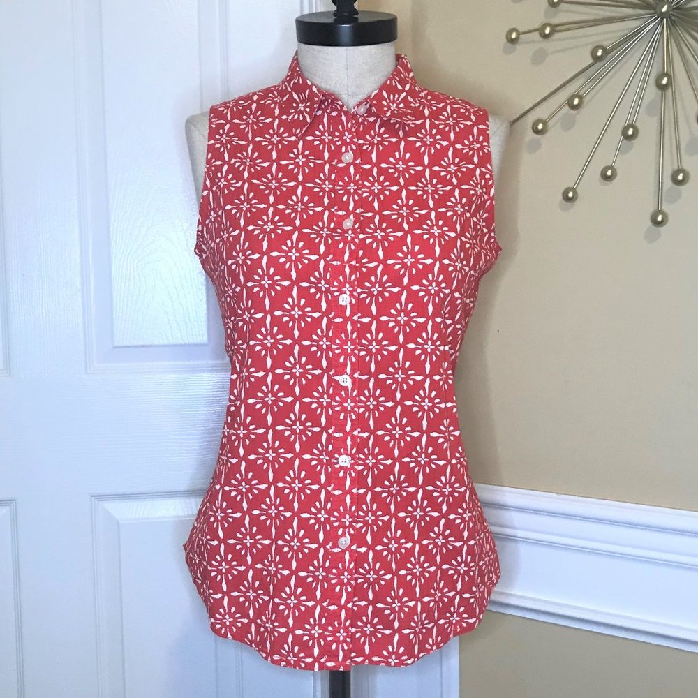 NWOT Woolrich Coral Sleeveless Blouse Size Medium